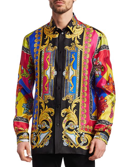 versace long sleeve silk shirt|silk Versace shirt men's.